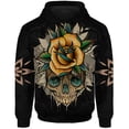 thumbnail image 2 of Sudadera con capucha de moda de otoño para hombre, sudaderas con capucha geniales para hombre, jersey con estampado de calavera y rosa, ropa Y2k, sudadera con capucha gótica, 2 of 4