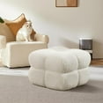 thumbnail image 6 of Square Pouf Ottoman, Boucle Tufted Ottoman Coffee Table for Living Room, Upholstered Foot Rest Pouf for Bedroom, Entryway, White, 6 of 7