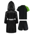 thumbnail image 2 of TiaoBug Kids Boys Boxing Robe Short Sleeve T-shirt and Shorts Set Boxer Fancy Dress Hooded Cloak Green 10, 2 of 5