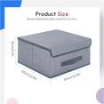thumbnail image 2 of Onlyeasy Cajas de cubos de almacenamiento plegables con tapa - Caja de almacenamiento Cube Cubby Basket Organizador de armario Paquete de 2 con asas de cuero para armario dormitorio 13" x 13" Gris sim, 2 of 5