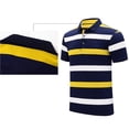 thumbnail image 4 of ZUKMRJPC Men's Striped Golf Shirts Classic 3 Buttons Collar Casual Summer Basic Tops Regular Fit Soft Comfortable Business Work Tops, 4 of 7