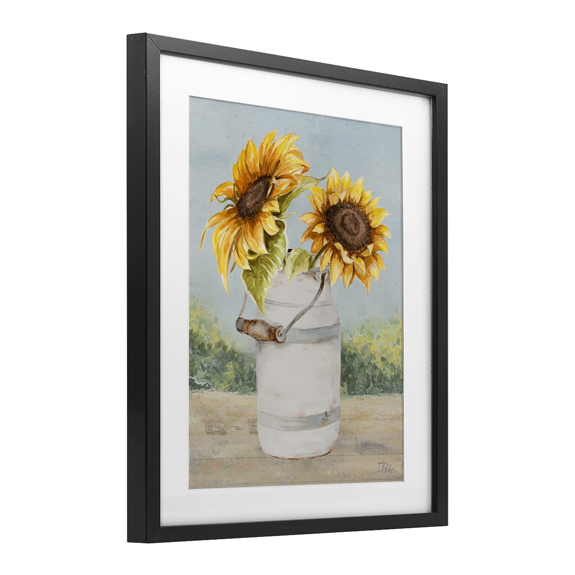 Stupell Industries Sunflower Pitcher in Country Black Framed Print Under Glass, design by Patricia Pinto