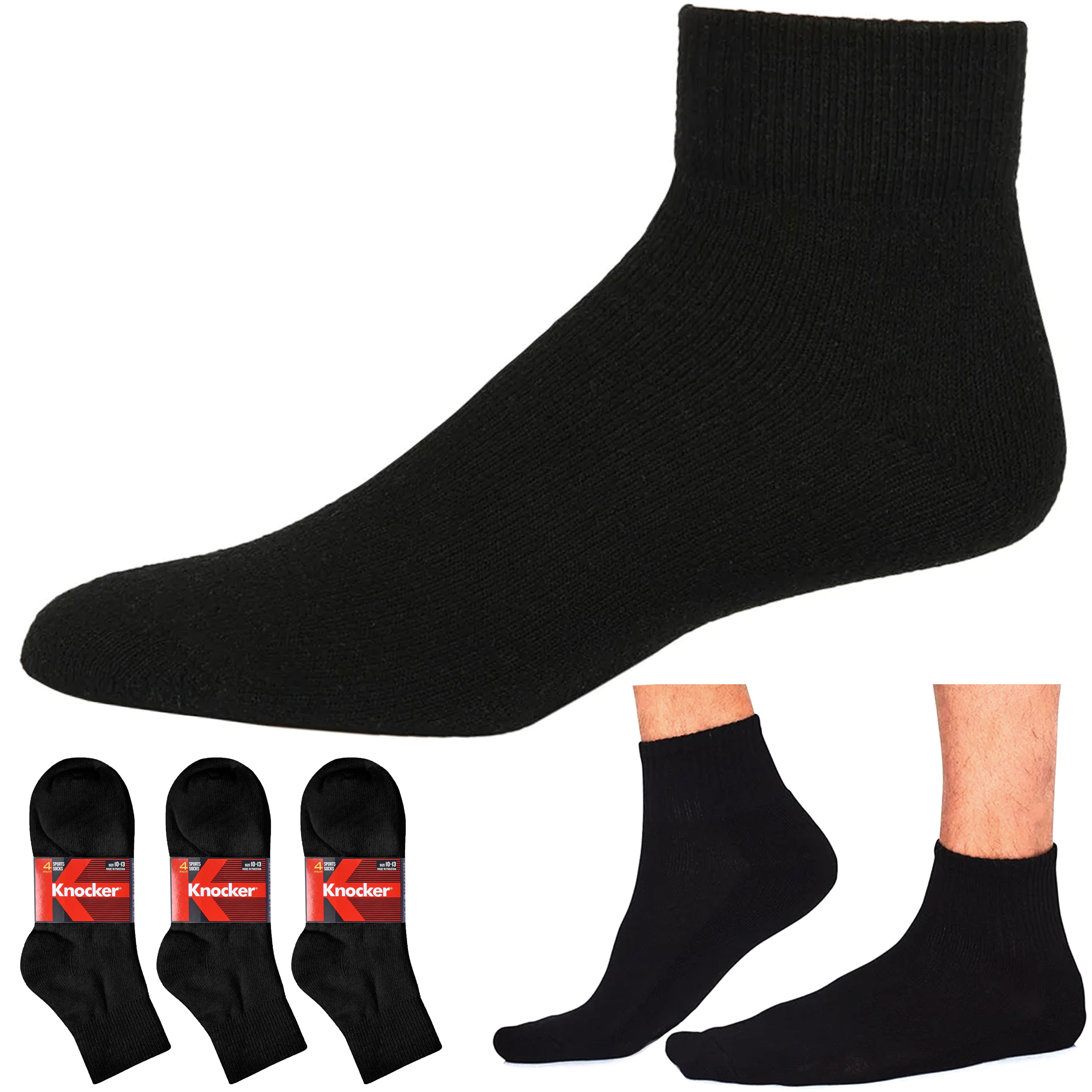 12 Pairs Men Cotton Sports Socks Athletic Ankle Quarter Low Cut Crew