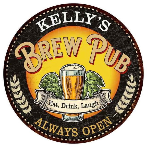 KELLY'S Beer Pub Man Cave Metal Sign Home Wall Decor 14 inch Round 100140025190