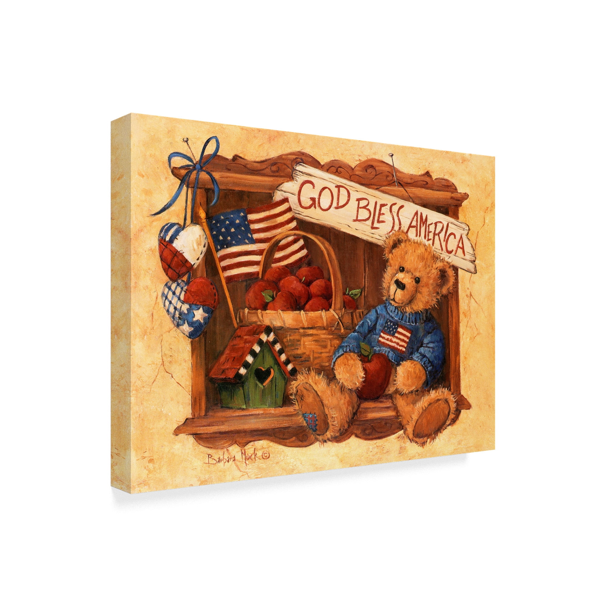 Trademark Fine Art 'God Bless America Teddy' Canvas Art by Barbara Mock