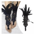 thumbnail image 4 of Guantes Largos De Encaje De Plumas Sintéticas Negras Para, 4 of 8