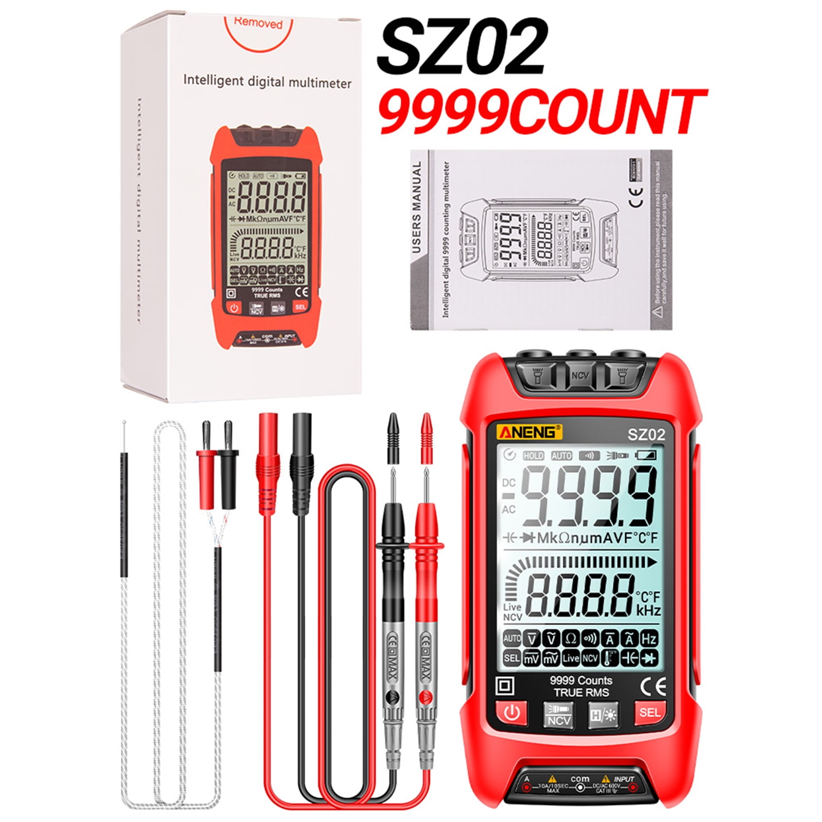 Nishore Multimeters,Handheld Tester Voltmeter Universal Meter With Meter Handheld Tester 9999 Ncv Universal Resistance Voltmeter Ammeter Sz02 Auto 9999 Curr Demwa Tester Universal Buzhi Havou