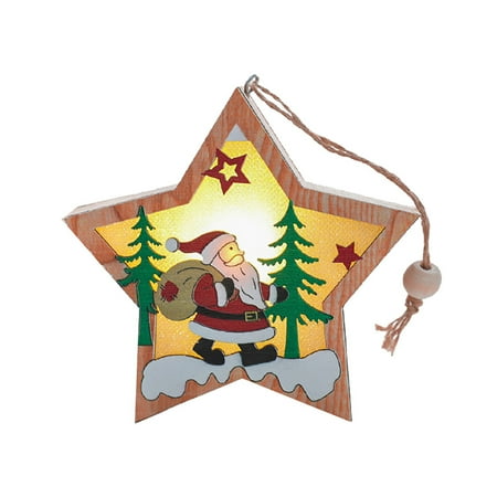 

PRINxy HangingOrnaments Clearance Christmas Decorations Wooden Glowing Scene Decoration Pendant Five-Pointed Star