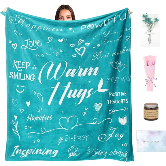 Get Well Soon Gifts for Women - After Surgery Throw Blanket with Inspirational Words, Soft Warm Hugs Healing Blanket Thinking of You Gifts 50x60 Inch