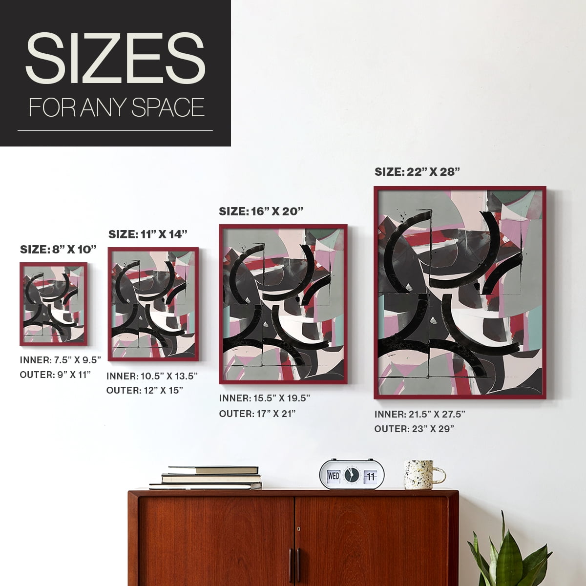 Cartissi Space II Framed Print in Red Solid Wood Framed Print No Nail Hanging