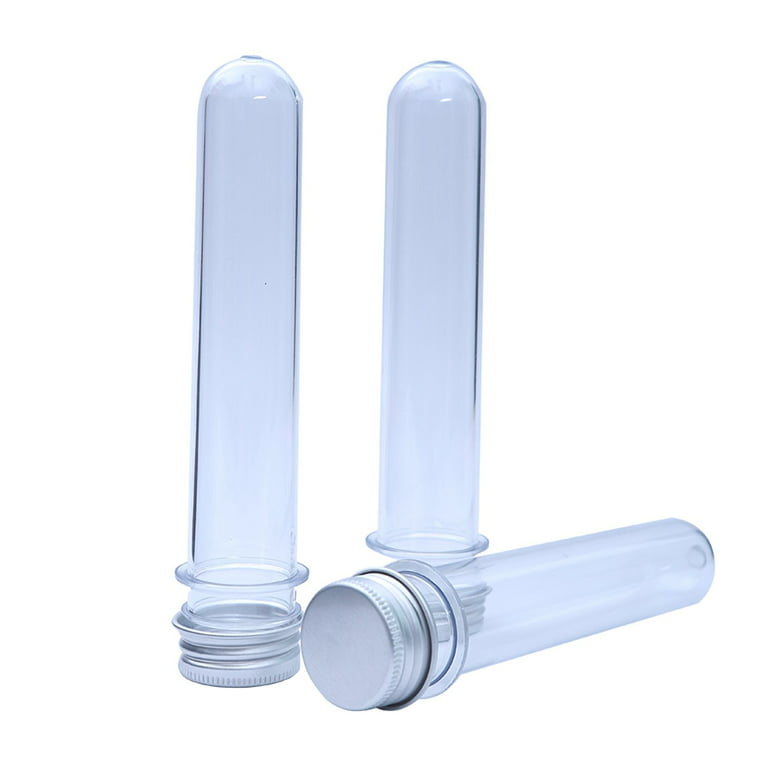 Dandat 80 Pcs 65ml Clear Flat Plastic Test Tubes with Screw Caps, Plastic  Tubes Containers Storage Tubes with Caps Test Lab Tubes for Sample Testing