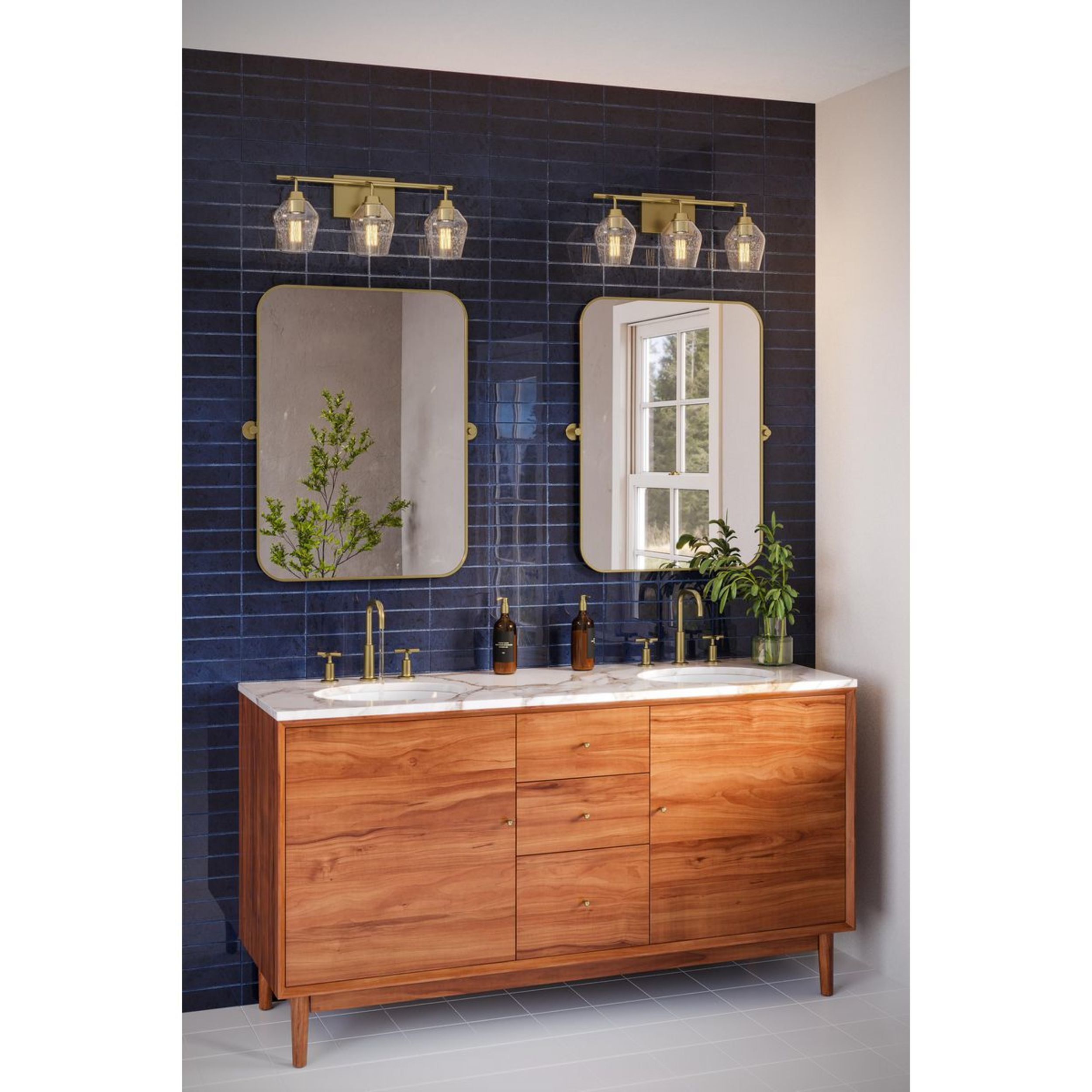 New Avec Adalyn Collection Farmhouse 3-Light Champagne Bronze Vanity Light with Clear Glass Shades