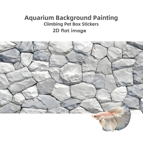 Aquarium Background, Background For Fish Tank , White Rocks, Aquarium decor, Terrarium Background, Front Self-Adhesive 2D Flat Sticker