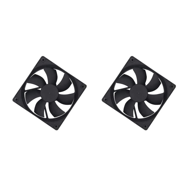 Kearding Computer Case Fan Black Quiet DC Pin Heat-removal Dissipation 12V Performance 2 PC Connector Accessories Supplies No.1 2piezas