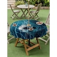 thumbnail image 4 of Outdoor Tablecloth with Umbrella Hole for Patio/Picnic/Party/Camping, Soccer Ball Waterproof Table Cloth Round Cover Washable, Splashing Water Sports Refreshing (Dia 60"), 4 of 9