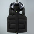 thumbnail image 2 of Men's Winter Puffer Vest Removable Hooded Quilted Padded Sleeveless Vest Color: Black Size: XL, 2 of 3