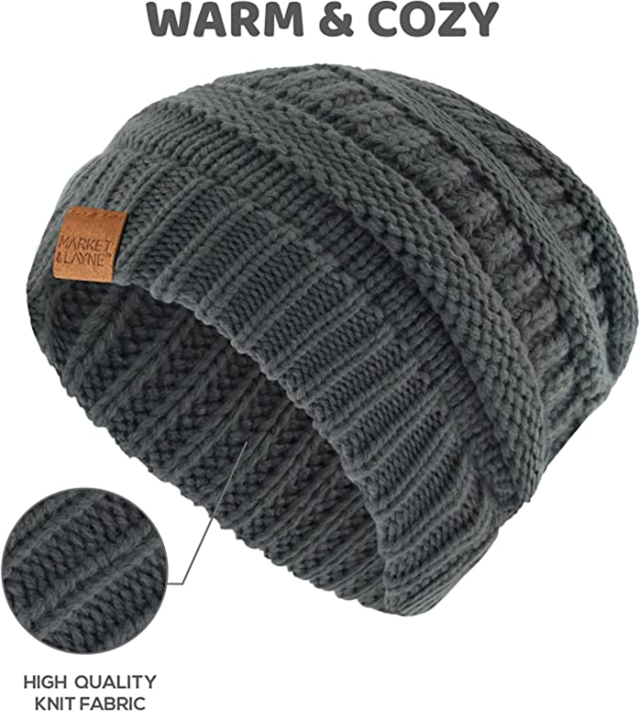 Market & Layne Adult Knit Beanie Hat / Winter Hats for