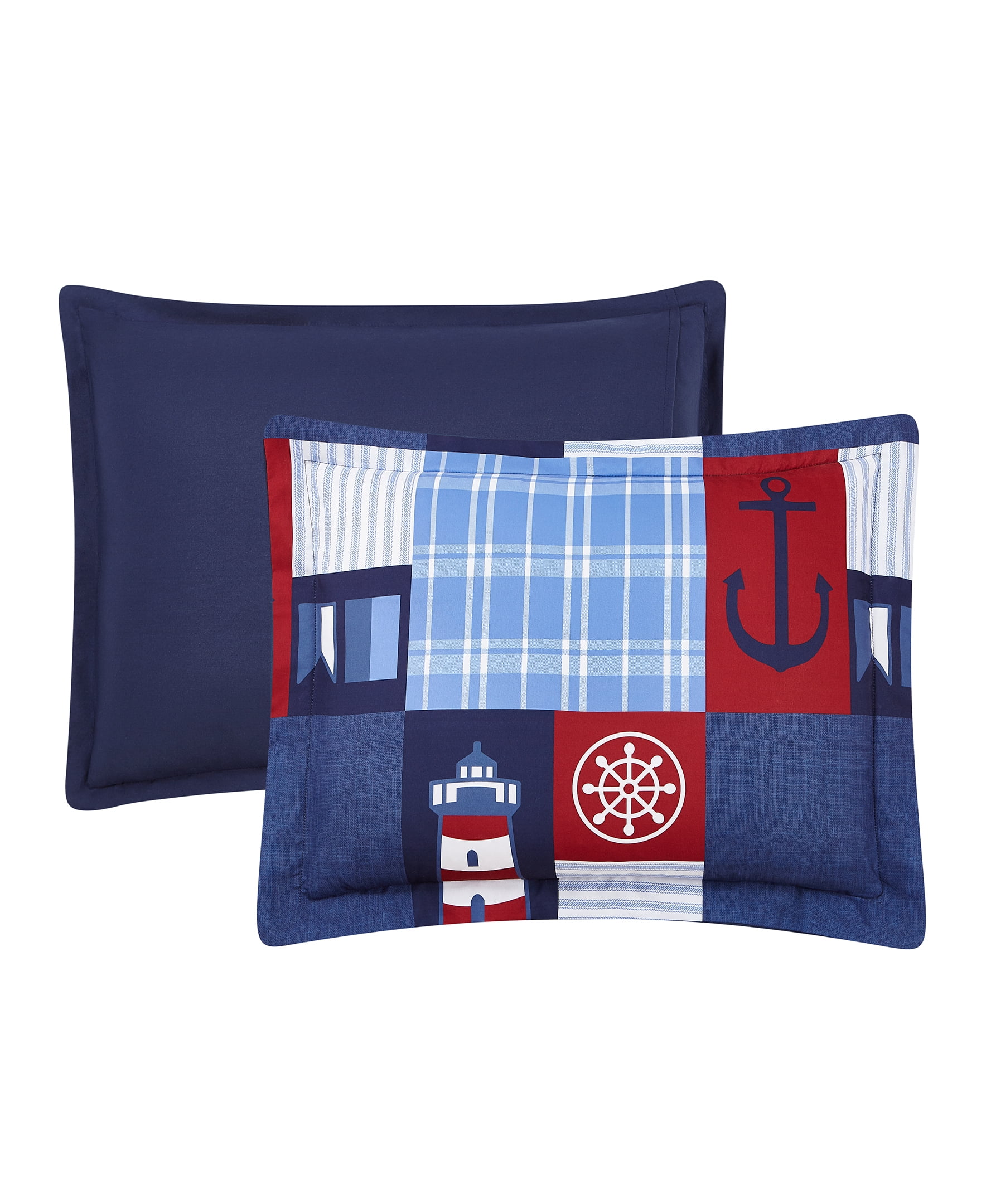 HOME RETREAT Nautical Patch Blue Ultra Soft Microfiber 3 Piece Comforter Bedding Set - King