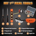 thumbnail image 6 of JoyTown Kids Real Tool Set- Junior Steel Forged Tool Kit for Children with Real Hand Tools, Kids Tool Belt, Portable Tool Bag, Perfect Learning Tools for Home DIY, Christmas Gift (Orange & Black), 6 of 7