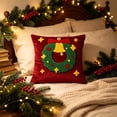 thumbnail image 6 of Soft Velvet Round Tufted Throw Pillow with Star Snowflake Ball Motifs, Christmas Embossed Decorative Cushion for Sofa Couch Bed and Living Room Decor (Multicolor), 6 of 6