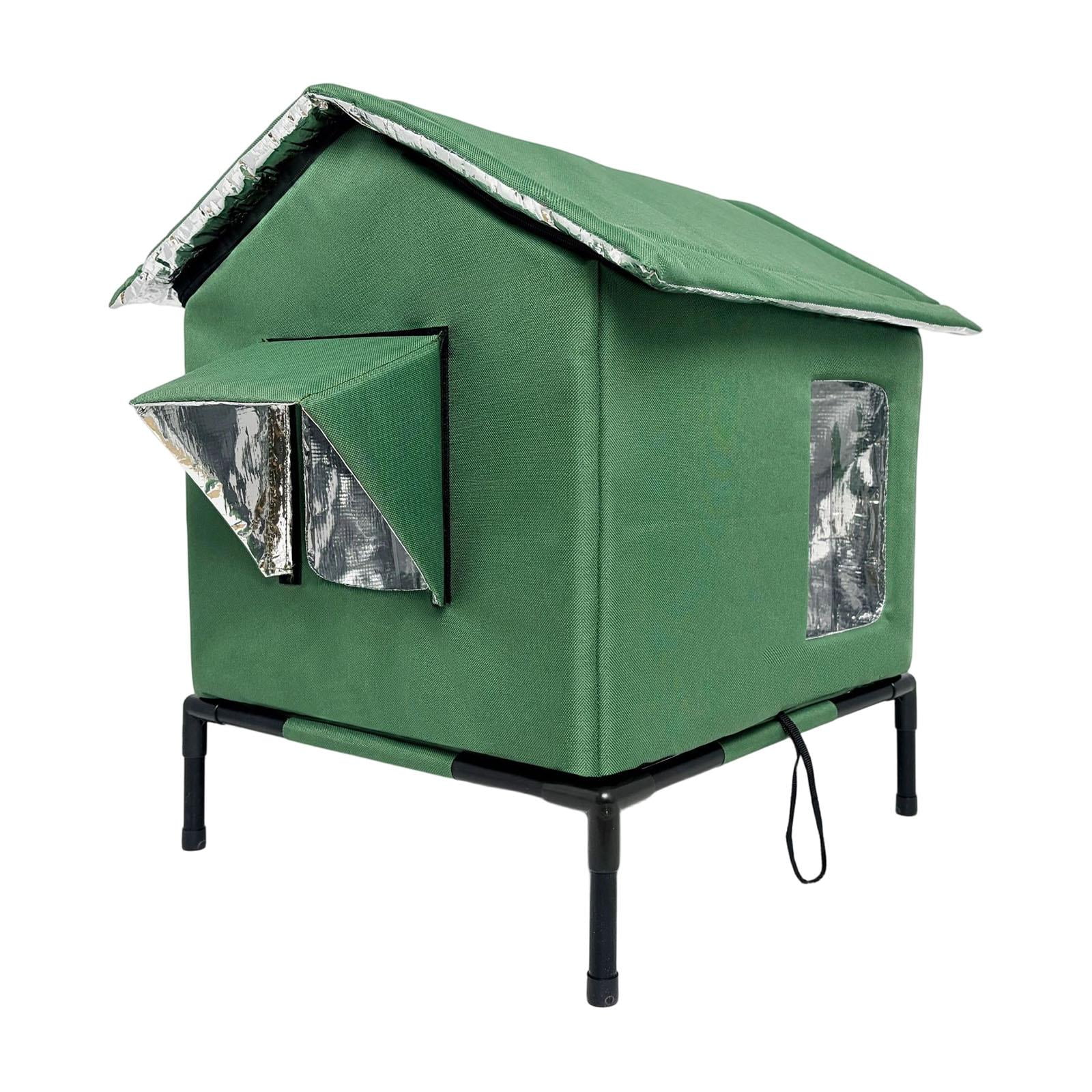 EHJRE Outdoor Cat House Feral Shelter Insulated Waterproof Tent Windproof Portable Kitty Enclosure with Oxford Cloth And Aluminum Foil for Community Porch G M