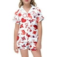 thumbnail image 2 of Ensemble de Pyjamas en Satin pour Filles Manches Courtes Imprimé Pyjamas Boutonnés Ensemble de Pyjamas Classiques Pj pour Filles Garçons Filles Mode, 2 of 4