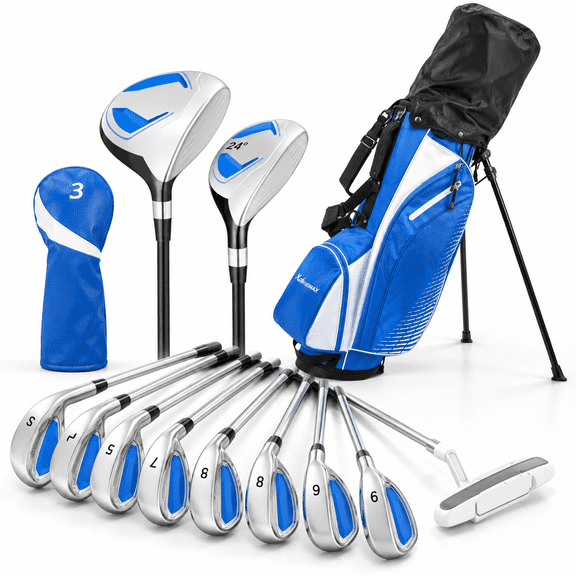 Blue Men Left Hand 8-Piece Complete Golf Club Set with Carry Bag for Beginners