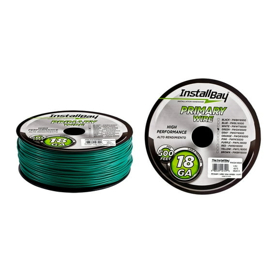 Primary Wire 18 Gauge Green Coil of 500 feet