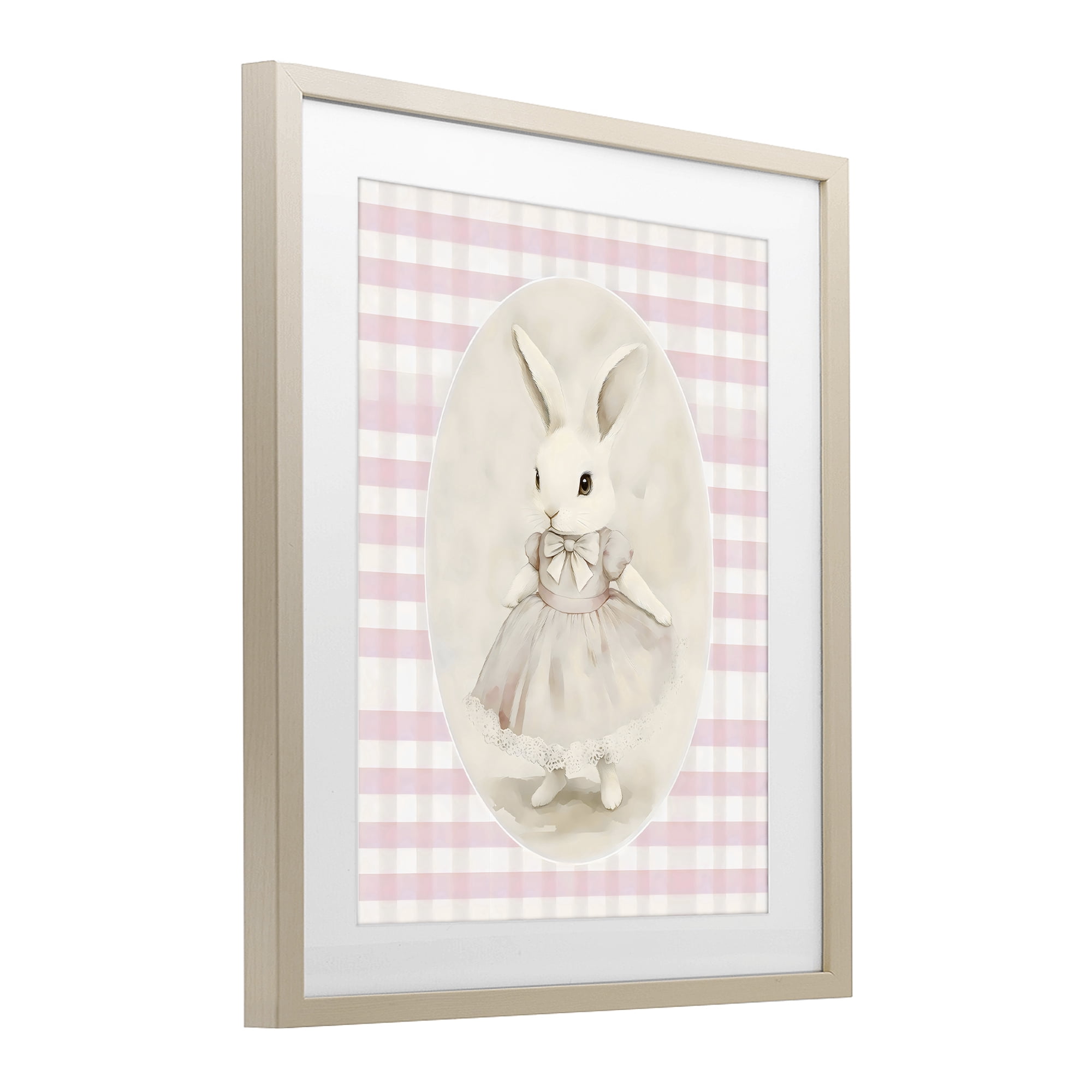 Stupell Industries Sweet Pink Girl Bunny Birch Framed Print Under Glass, design by Arlington Prints