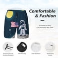 thumbnail image 6 of Picia Astronaut With USA Flag pattern Mens Swim Trunks with Compression Liner Stretch Beach Shorts Quick Dry with Zipper Pockets No-Chafing Board Shorts-Small, 6 of 9