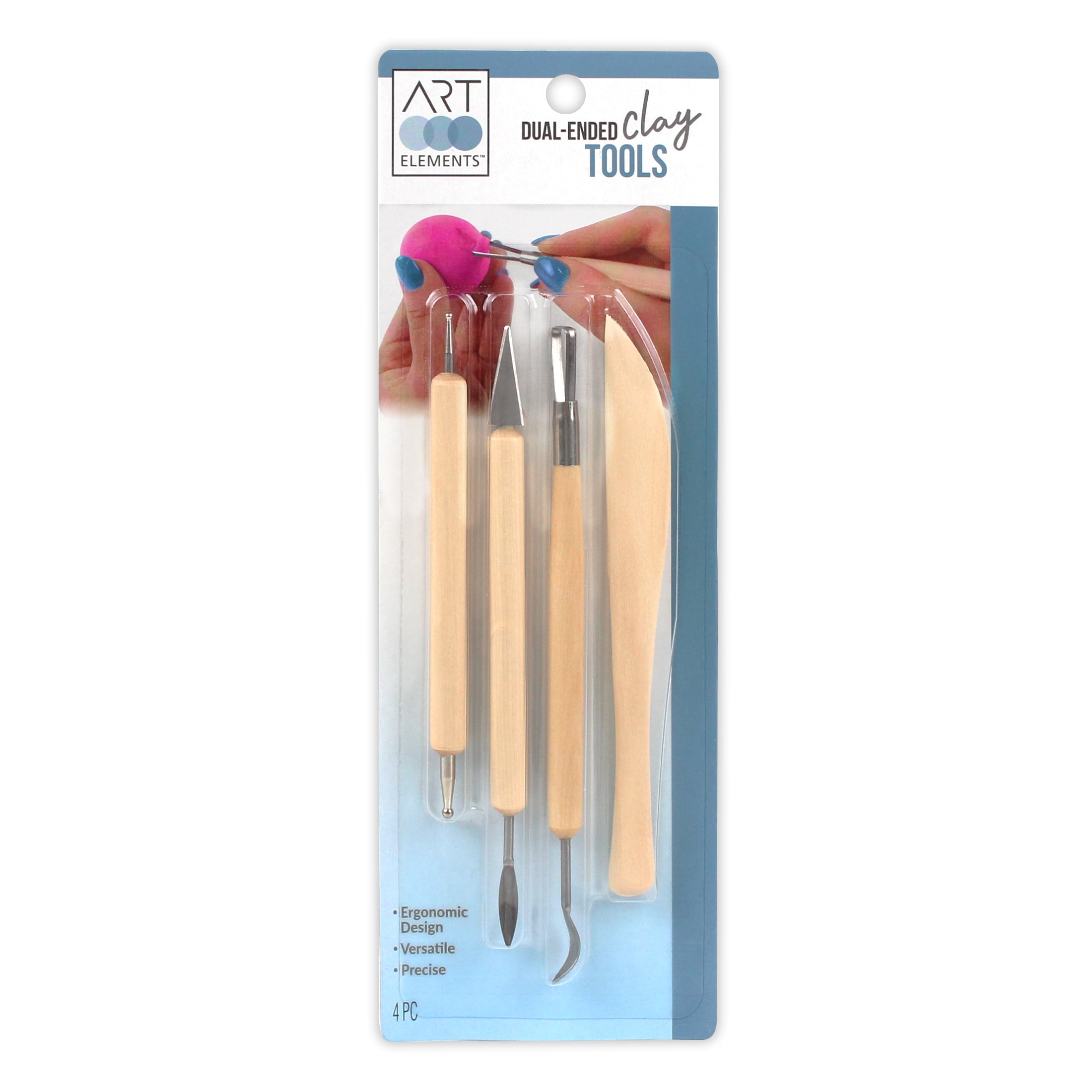 (2 pack) ArtSkills - Art Elements Clay Tools - Wood Handle Dual Ended Clay Sculpting Tool Set