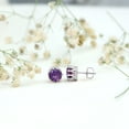 thumbnail image 5 of Rosec Jewels Real 7 mm Round Amethyst Solitaire Stud Earrings with Diamond - Vintage Earrings for Women - with Jewelry Box, 14K White Gold, 5 of 7