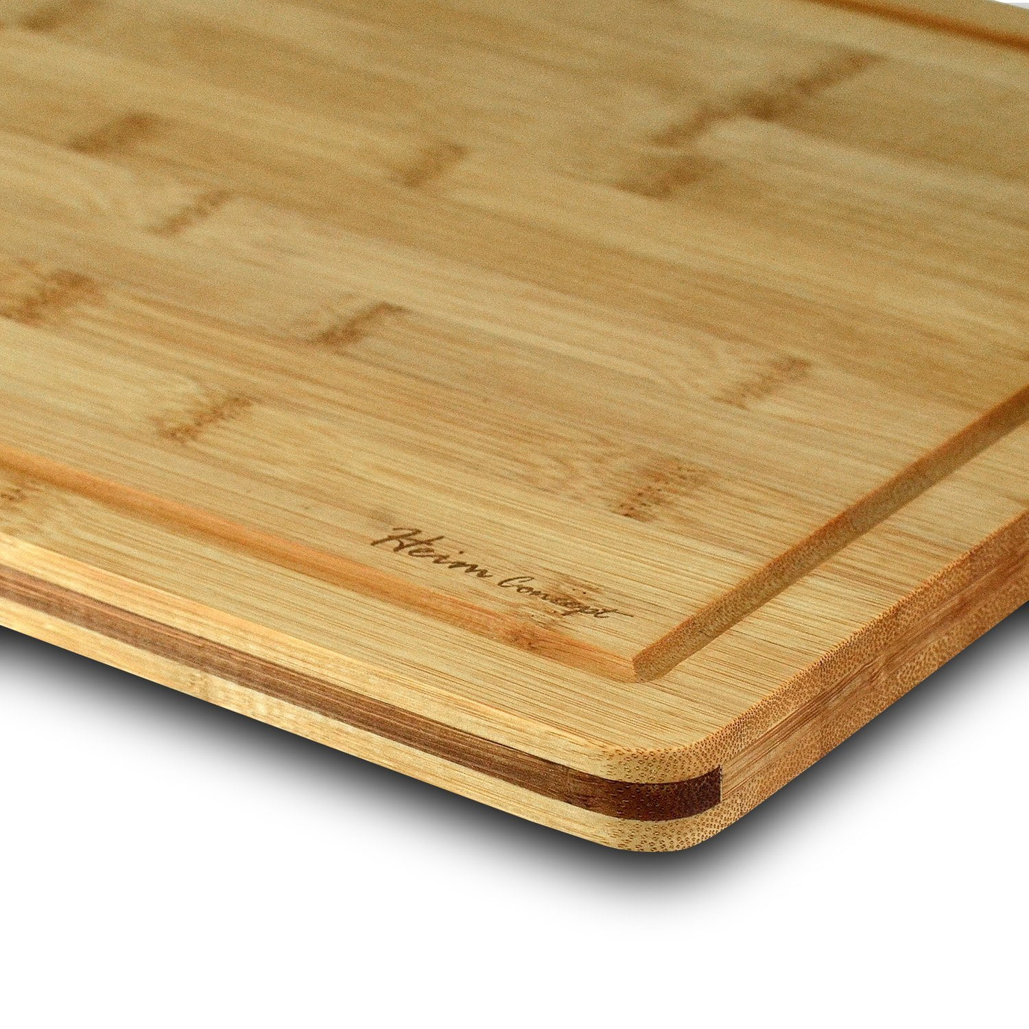 Heim Concept Premium Organic Bamboo Extra Large Cutting Board and Serving Tray Drip Groove