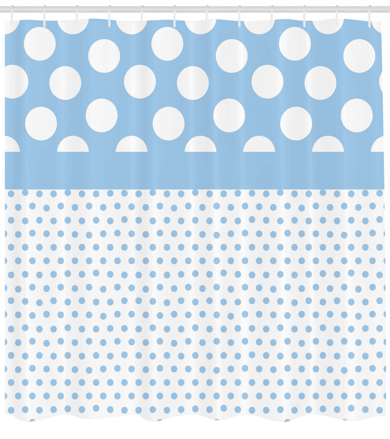 Polka Dots Home Decor Shower Curtain Set, Baby Blue Polka Dots Pattern