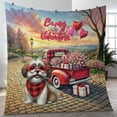 thumbnail image 4 of Be My Valentine's Shih Tzu Truck Full of Love Flower Balloon Quilt Blanket Lion Dog Lover Gifts Cozy Comforter Throw Blanket - 02029, 4 of 5