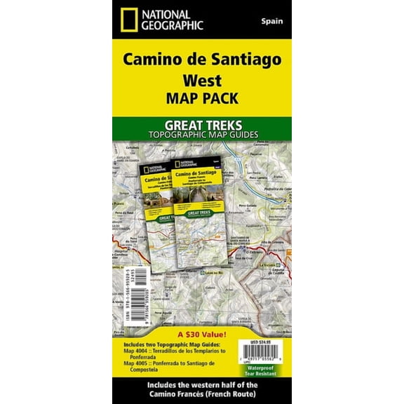 National Geographic Trails Illustrated M Camino de Santiago West Map [Map Pack Bunde] Map, (Paperback)