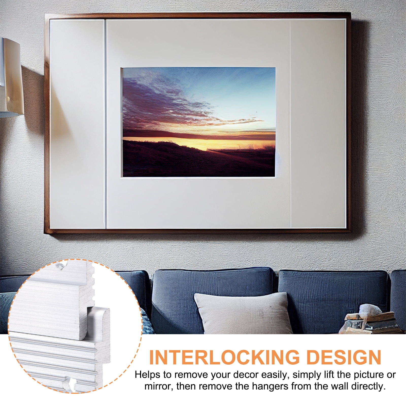 10 Pairs French Cleat Picture Hanger 2" Aluminum Z Clip Supports 30lbs, Interlocking Wall Mounting Bracket