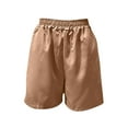 thumbnail image 6 of Jinhomg Two Piece Sets for Women Summer Sexy Solid Color Matching Set Outfits Zip Up Laple Short Sleeve Shorts Jogger Sets Brown,S, 6 of 7