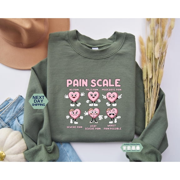 Nurse Valentine'S Day Sweatshirt, Pain Scale Shirt, Valentines Day Hoodie, Nurse Heart Shirt, Nurse Triage And Pain Hoodie, Her Tshirt All Size S-5XL