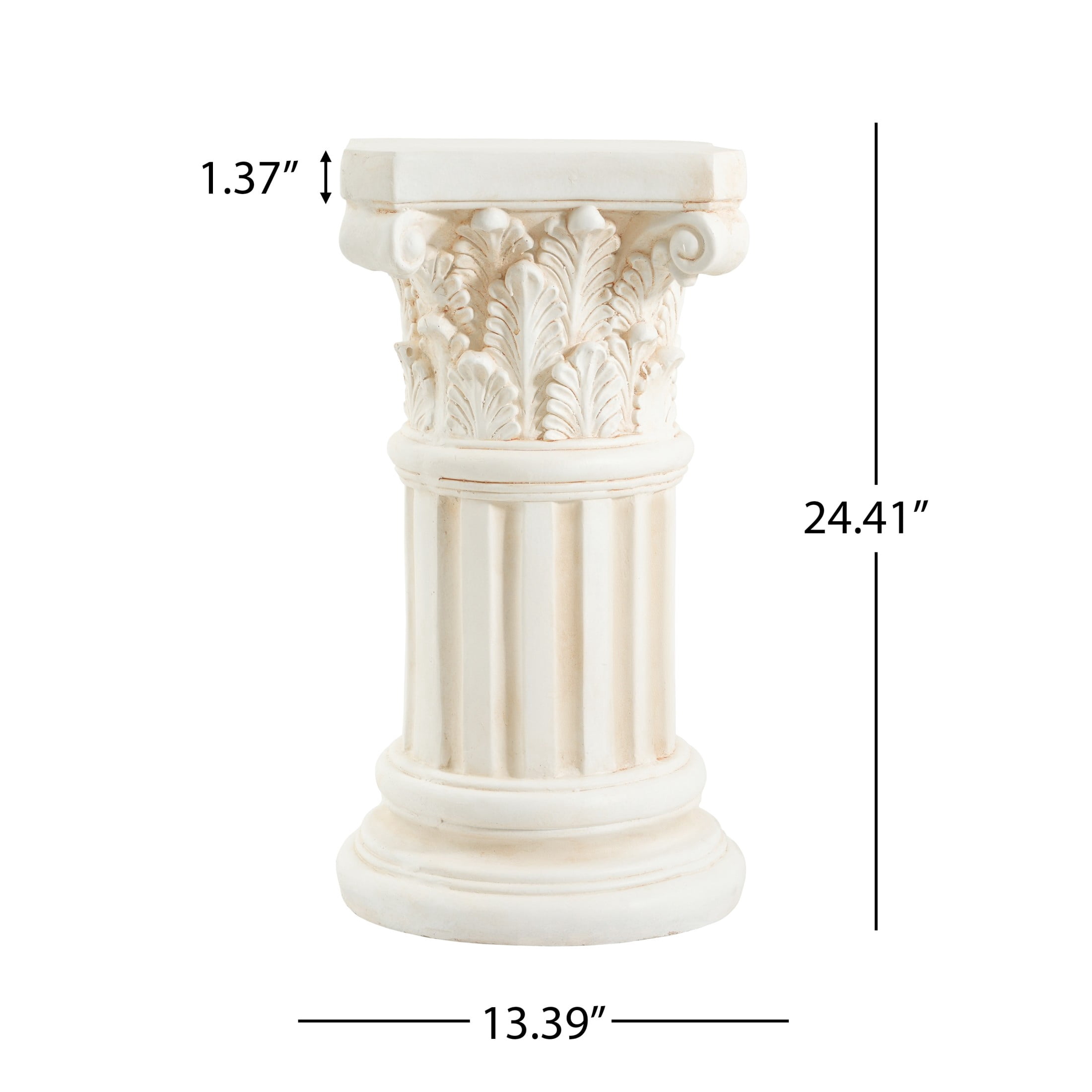 Christopher Knight Home 24.41" MGO Roman Column Pedestal Stand for Plants and Decor, Antique White