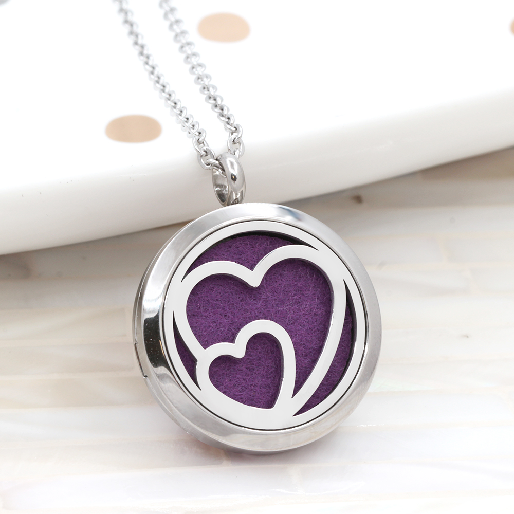 Loving Heart Aromatherapy Oil Lockets Jewelry Essential Oil Diffuser Necklace Scent Jewelry with Gift Box