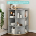 thumbnail image 3 of Hironpal Corner Cabinet,3-Tier Storage Shelf with USB Port and Socket, Corner Storage with 9 Cubes Triangle Design, Gray, 3 of 8