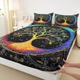 thumbnail image 3 of Manfei Rustic Plant Queen Sheet Sets,Tree Of Life Flat Sheet,bohemian Exotic Style Queen Fitted Sheet For Teens,Breathable Home Decor,4-Piece, 3 of 7