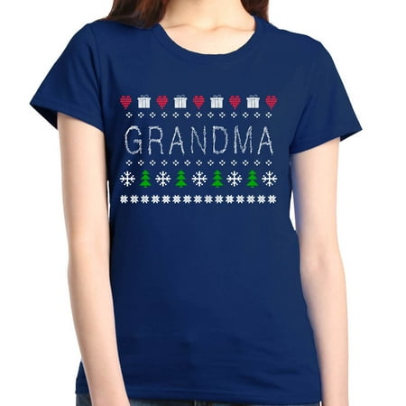 Links Stitch Sweater - Shop4Ever Women's Grandma Cross Stitch Ugly Sweater Holiday Graphic T-Shirt