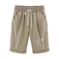 thumbnail image 4 of EINCcm Women's Knee Length Bermuda Shorts Elastic Waist Drawstring Casual 10" Long Shorts Loose Summer Beach Shorts, 4 of 4