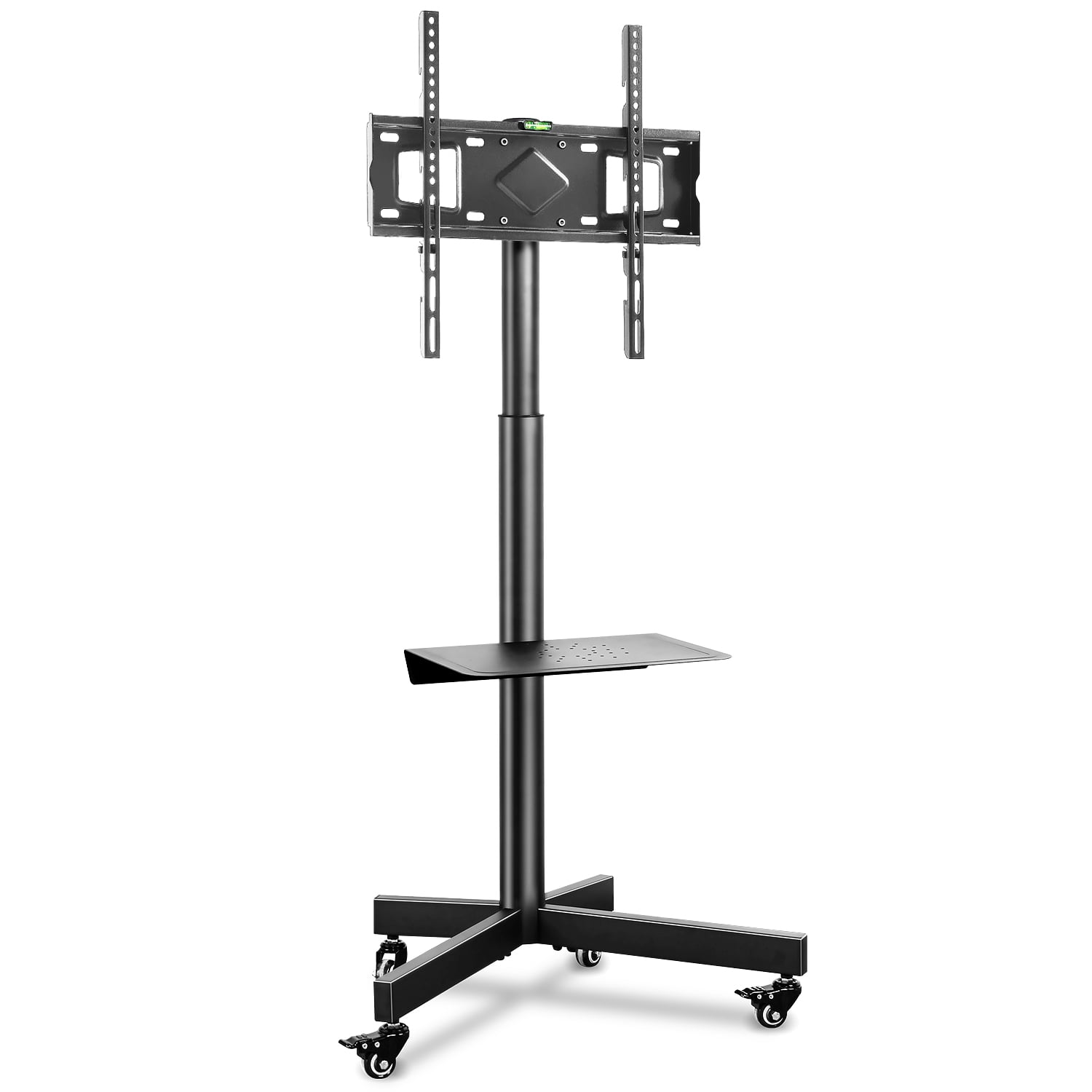 Modern Mobile Black TV Cart with Mount for TVs up to 60