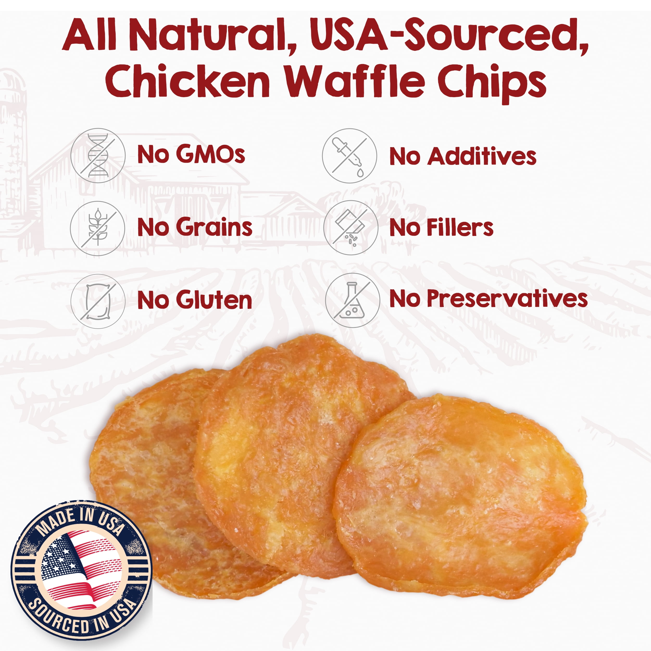 Riley's Chicken Waffle Chips Treats for Dogs, 6 oz Bag