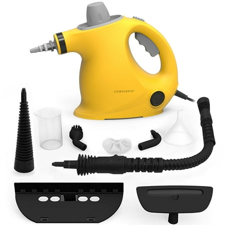 Comforday Multi Purpose Portable Handheld pressurized steam cleaner with child lock function and 9-piece accessories (Yellow with Grey