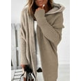 thumbnail image 4 of SHEWIN Hooded Cardigans Sweaters for Women Oversized Long Sleeve Color Block Patchwork Outerwear Coat Brown S-2XL, 4 of 9