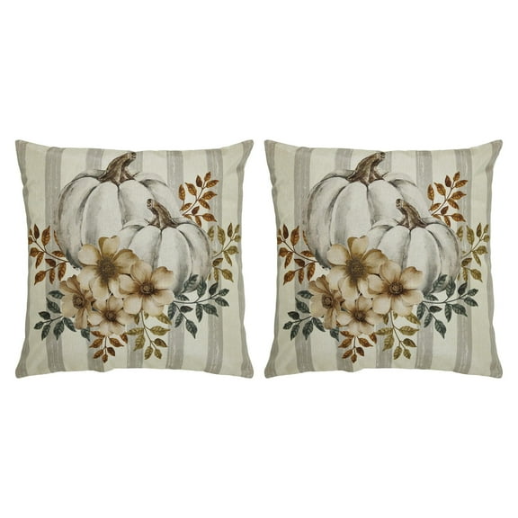 VHC Brands Farmhouse Pumpkin Pillow Cover Set of 2 20x20, Decorative Fall Throw Pillow Covers, Primitive Decor for Fall and Thanksgiving